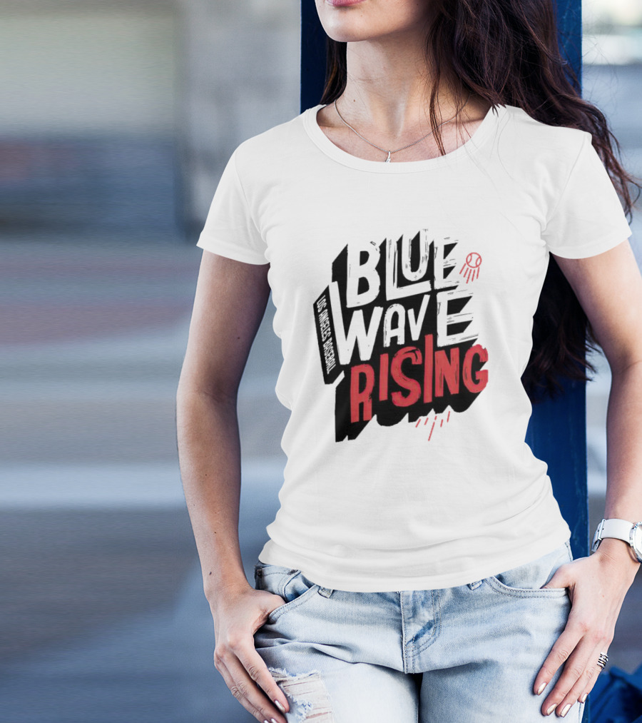 Los Angeles Baseball Blue Wave Rising T-Shirt