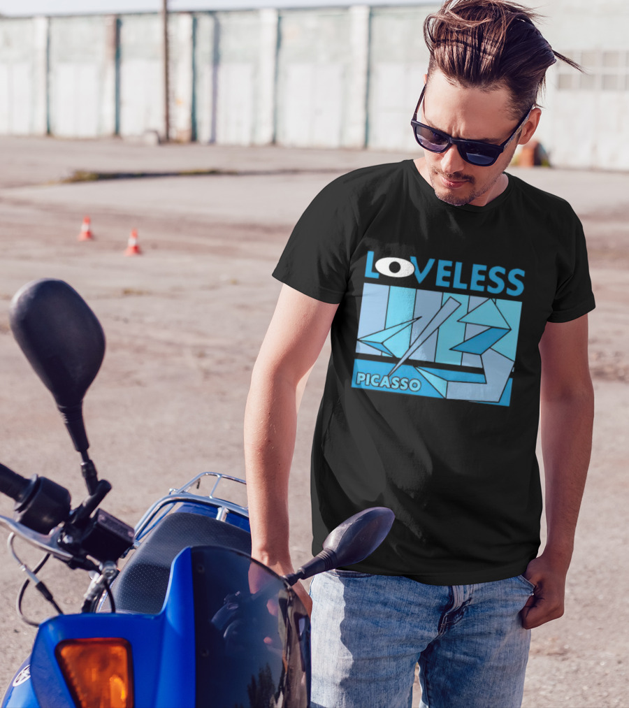 Loveless Picasso Abstract Eye Blue Geometric T-Shirt