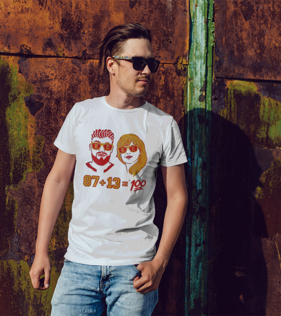 87+13=100 KC Sunglasses Red And Yellow T-Shirt