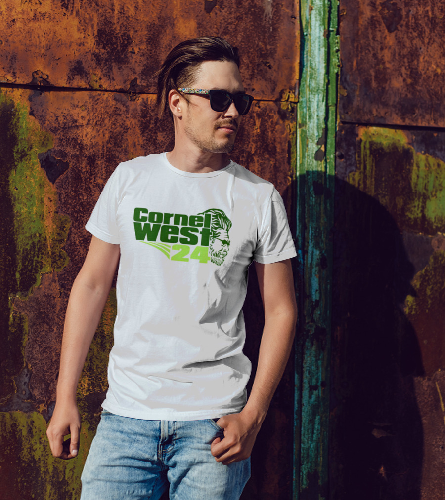 Cornel West 24 Bust Portrait In Green T-Shirt