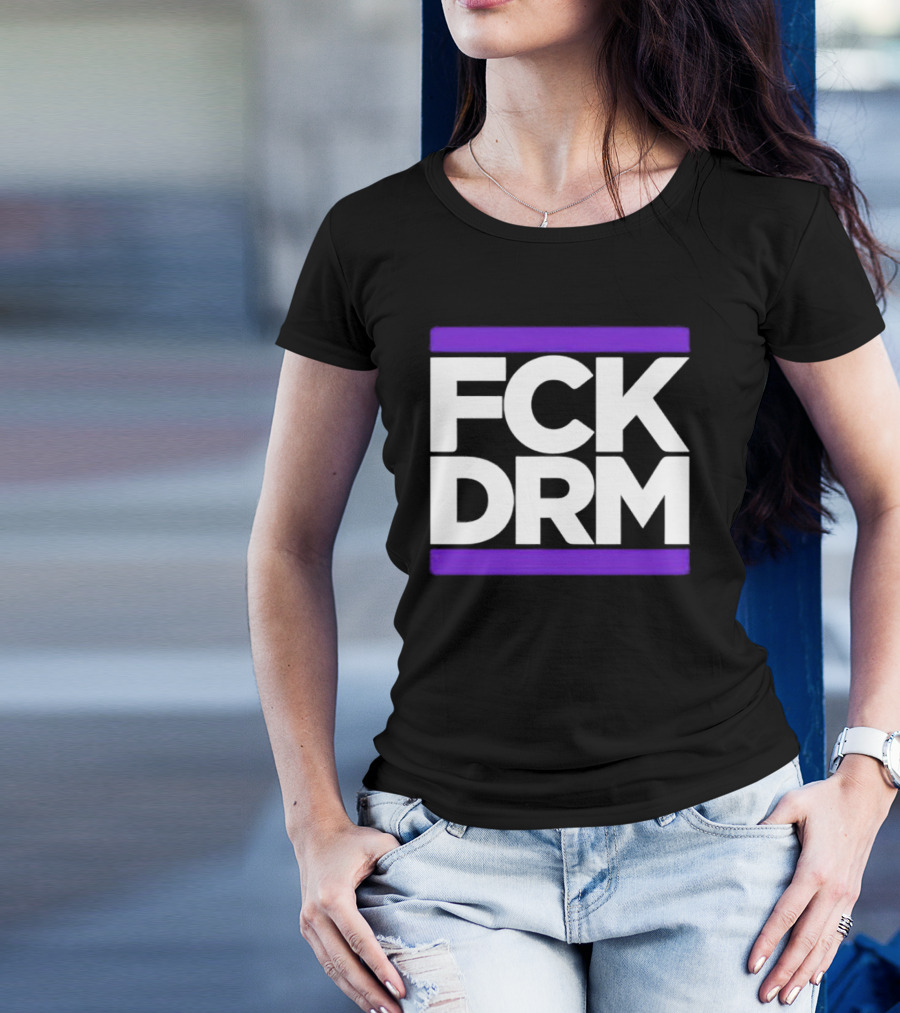 FCK DRM White Text On Purple T-Shirt