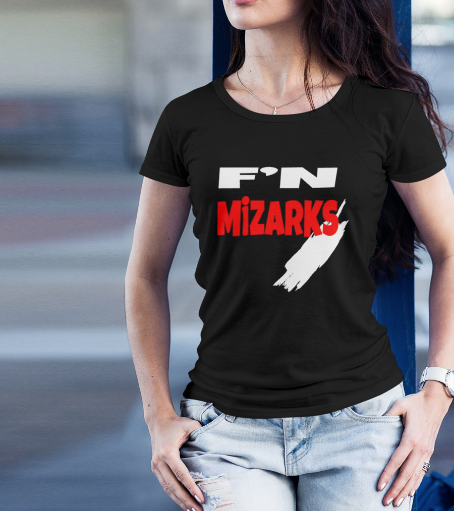 F'N Mizarks Bold Red And White Text With Brushstroke T-Shirt