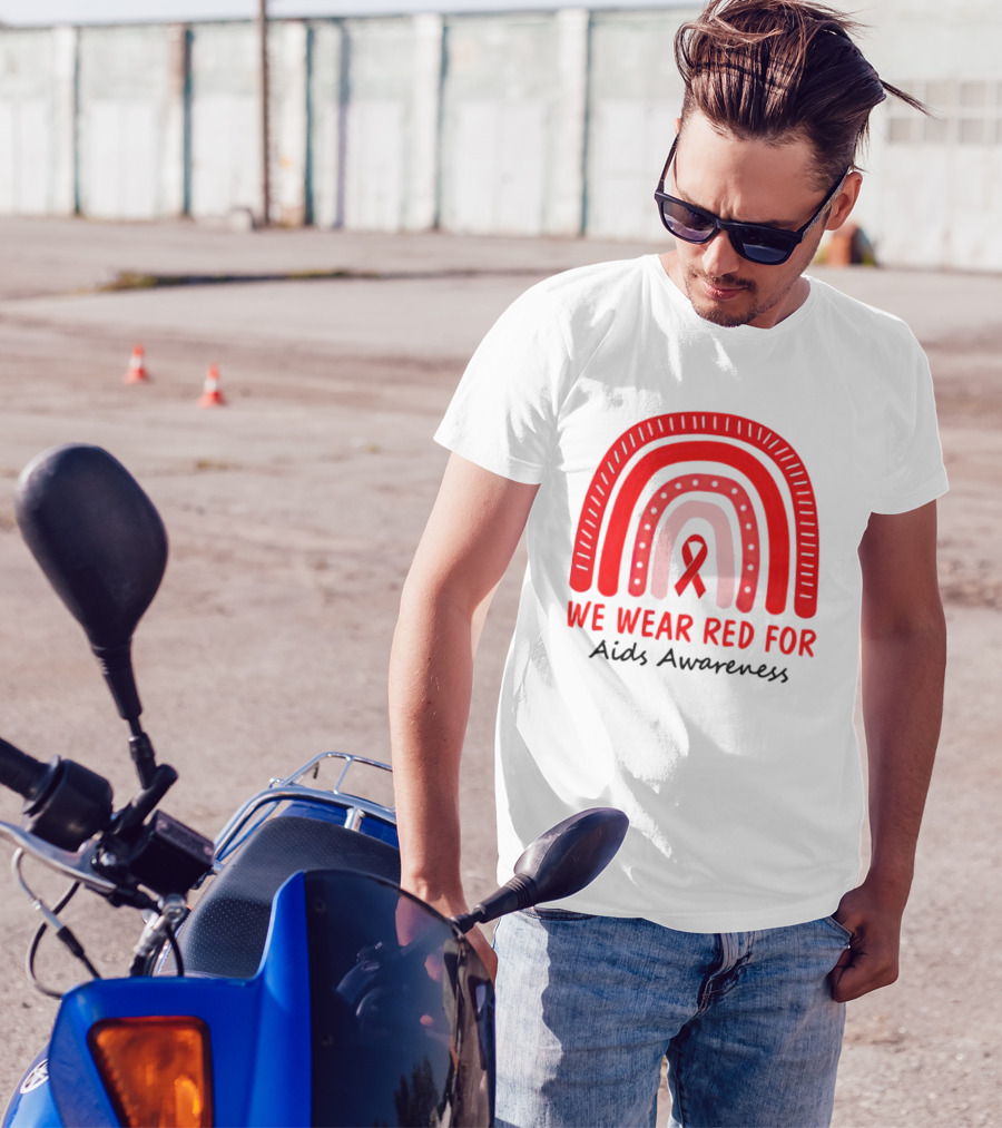 We Wear Red For AIDS Awareness Red Ribbon T-Shirt