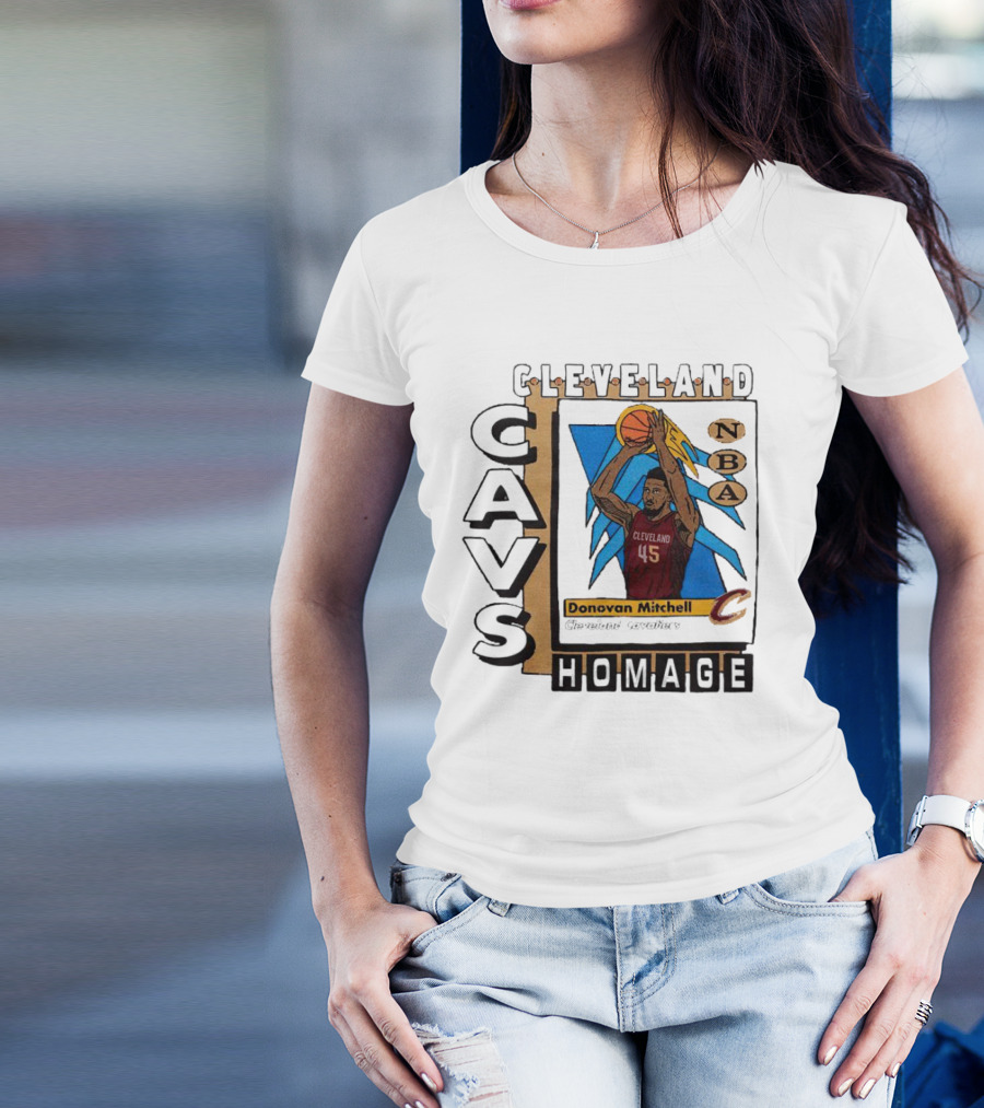 Cleveland Cavs Donovan Mitchell NBA Homage Trading Card T-Shirt