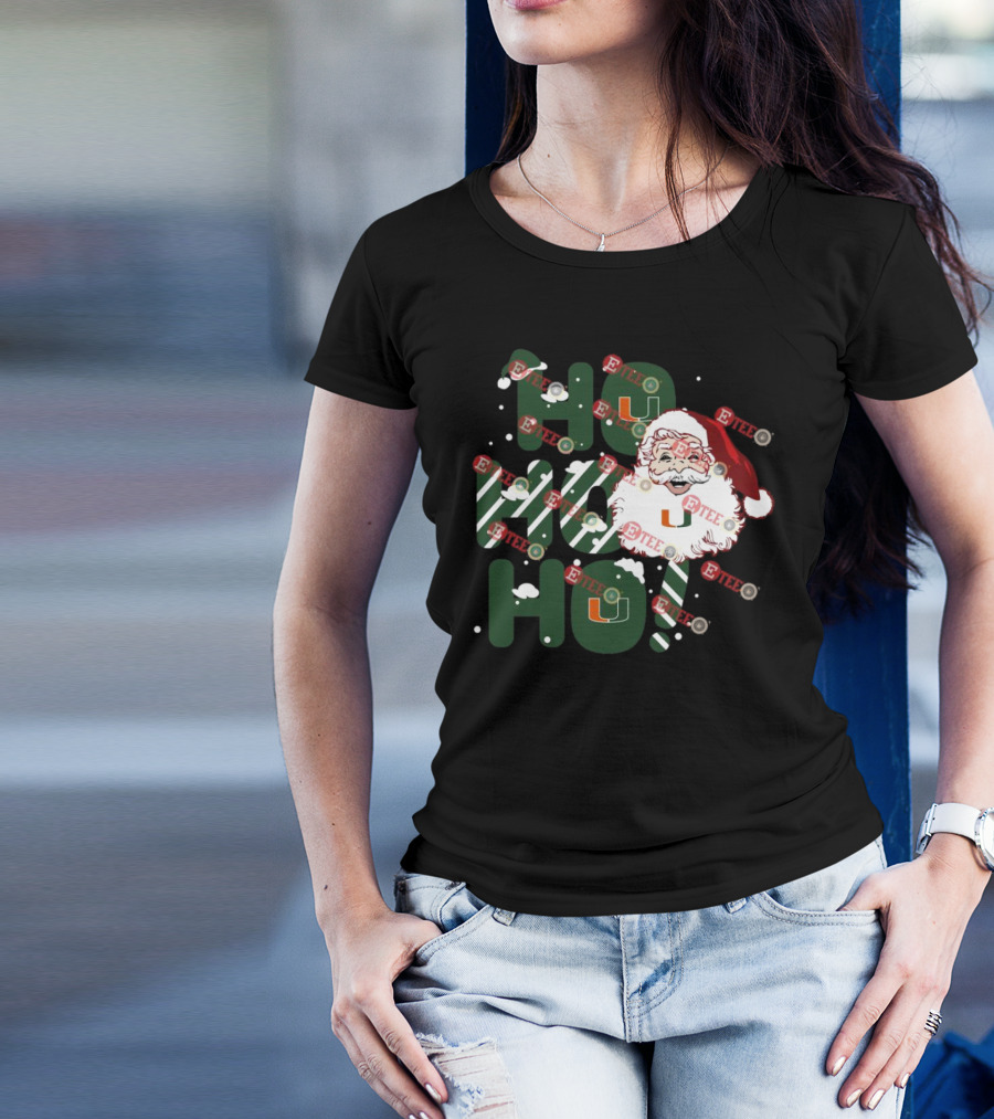 Ho Ho Ho Miami Hurricanes Santa Claus Christmas T-Shirt