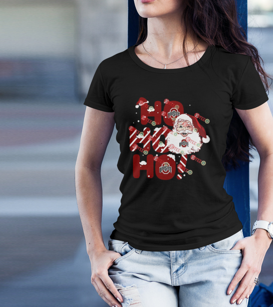 Ohio State Buckeyes Santa Claus Ho Ho Ho Christmas Holiday Spirit T-Shirt