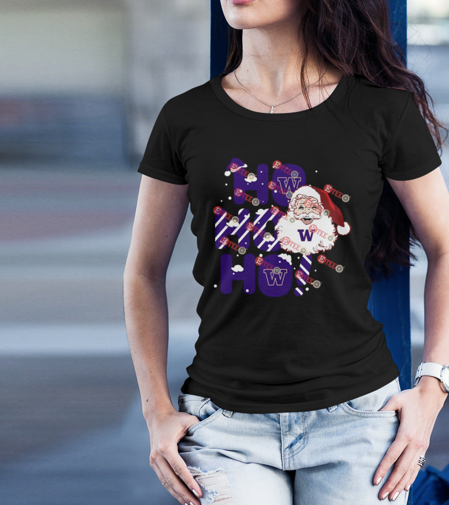 Washington Huskies Ho Ho Ho Santa Claus Christmas T-Shirt