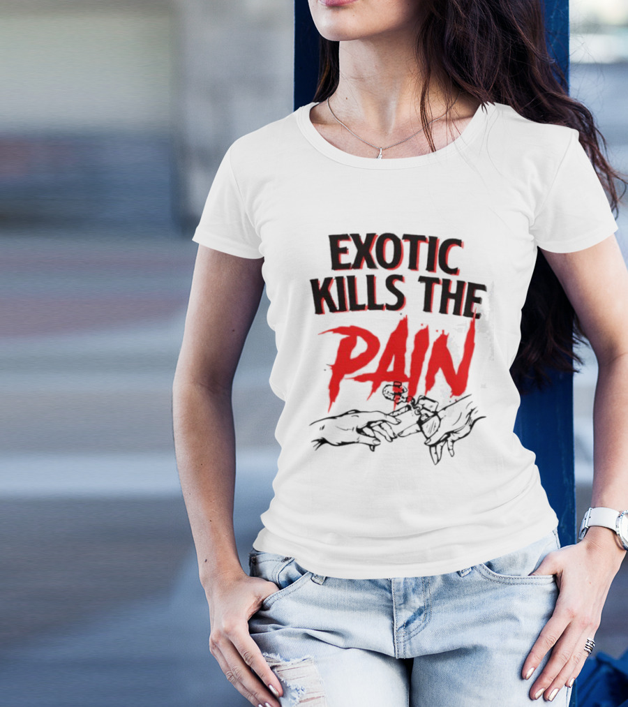 EXOTIC KILLS THE PAIN Handshake Shadows T-Shirt