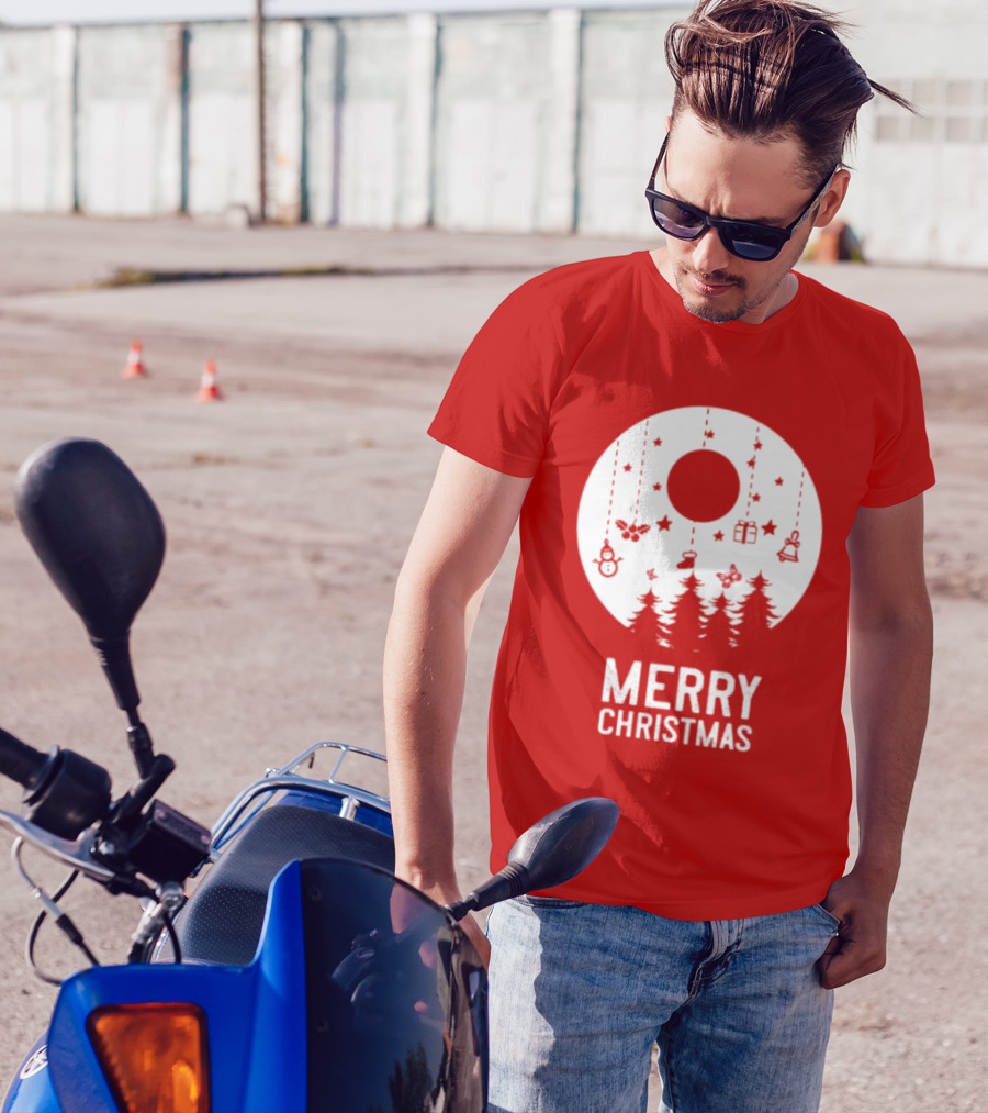Merry Christmas Snowman Trees Stars And Presents T-Shirt