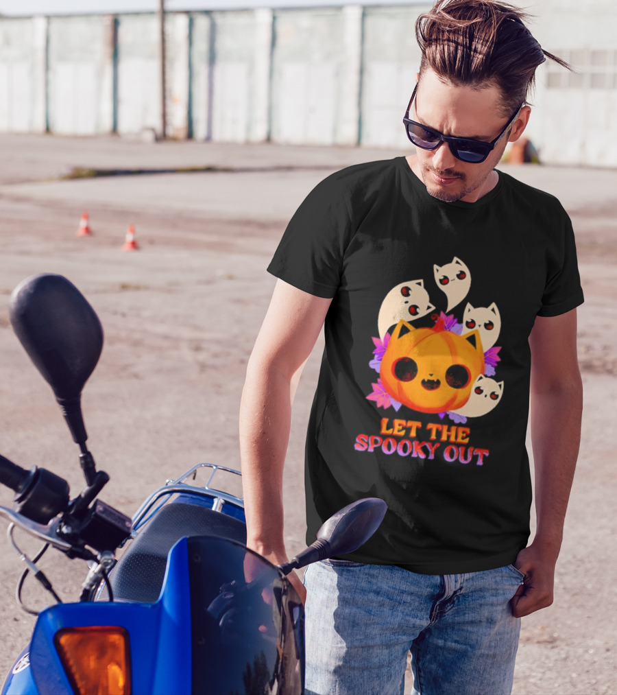Let The Spooky Out Cute Pumpkin Halloween Ghosts T-Shirt