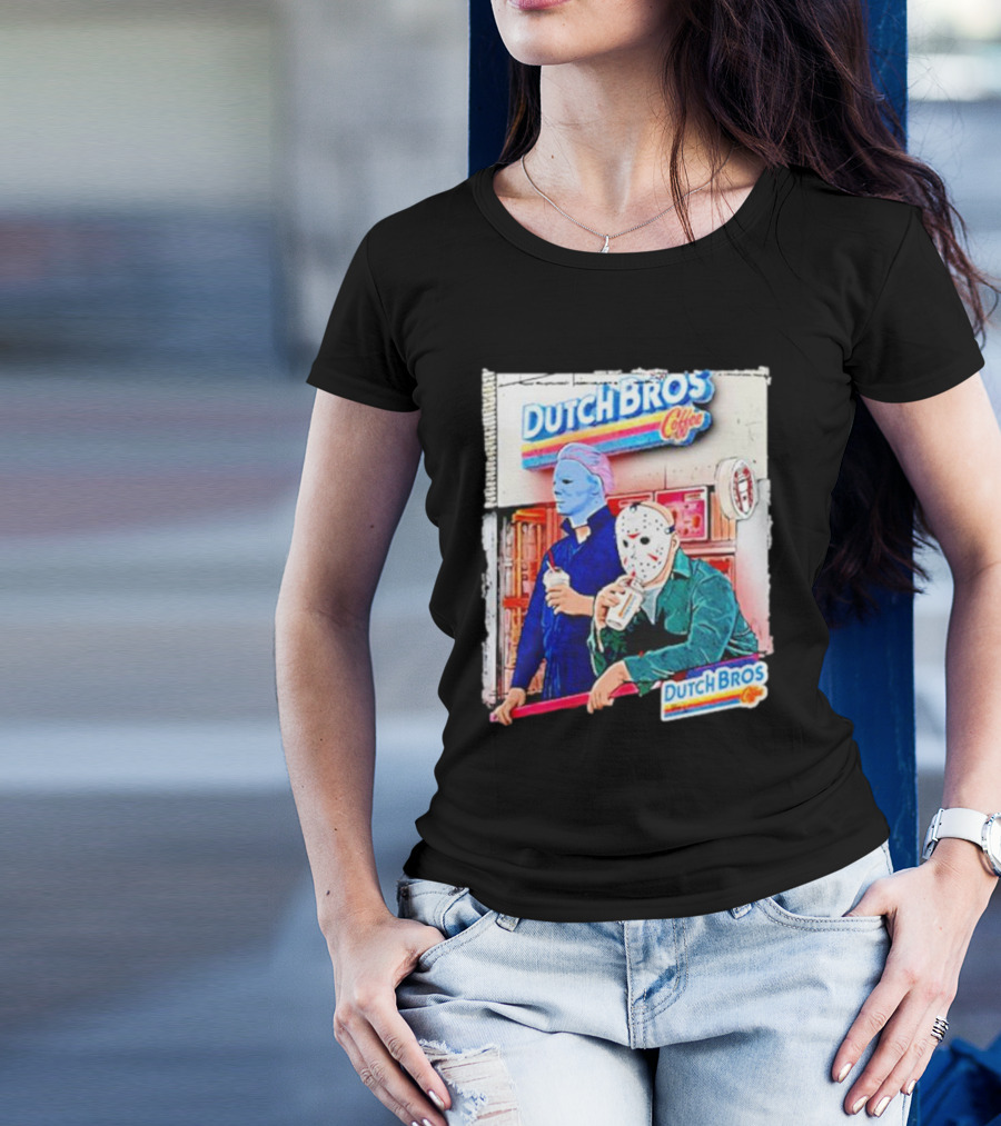 Michael Myers Jason Voorhees Dutch Bros Coffee Scene T-Shirt