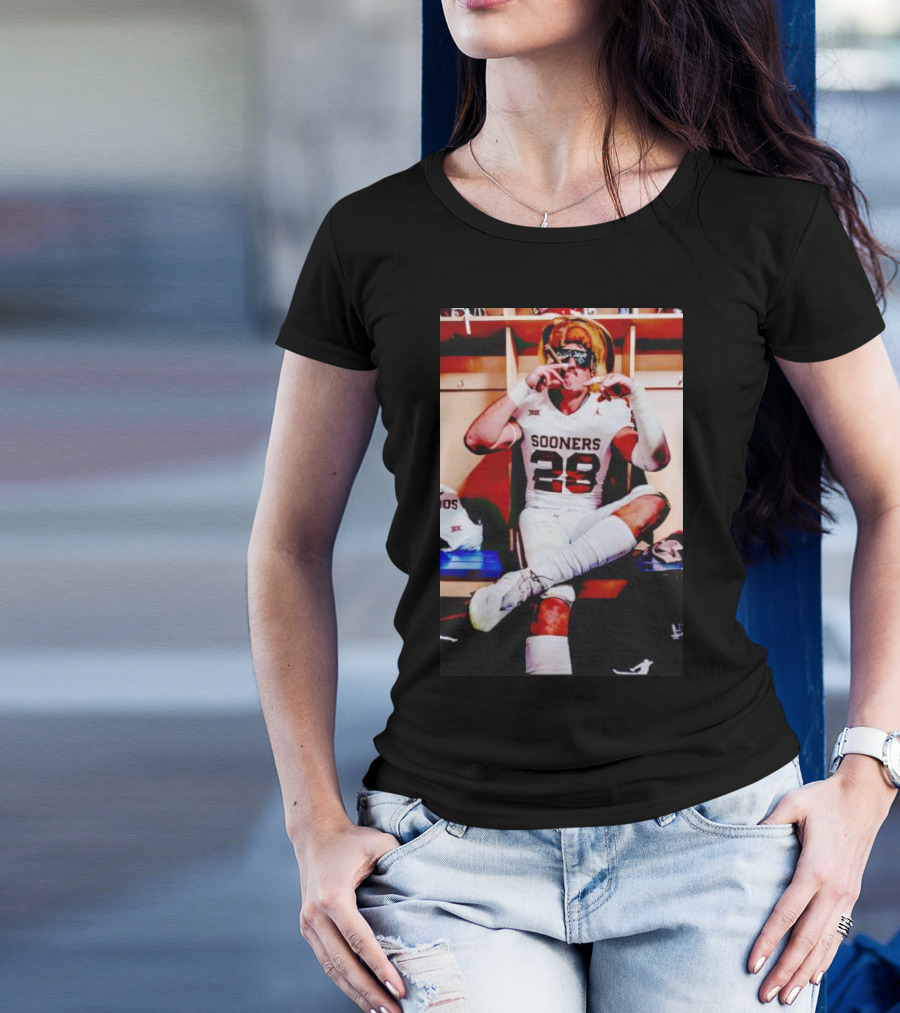 Sooners 28 Danny Stutsman Red River Rivalry Football Locker Room Image T-Shirt