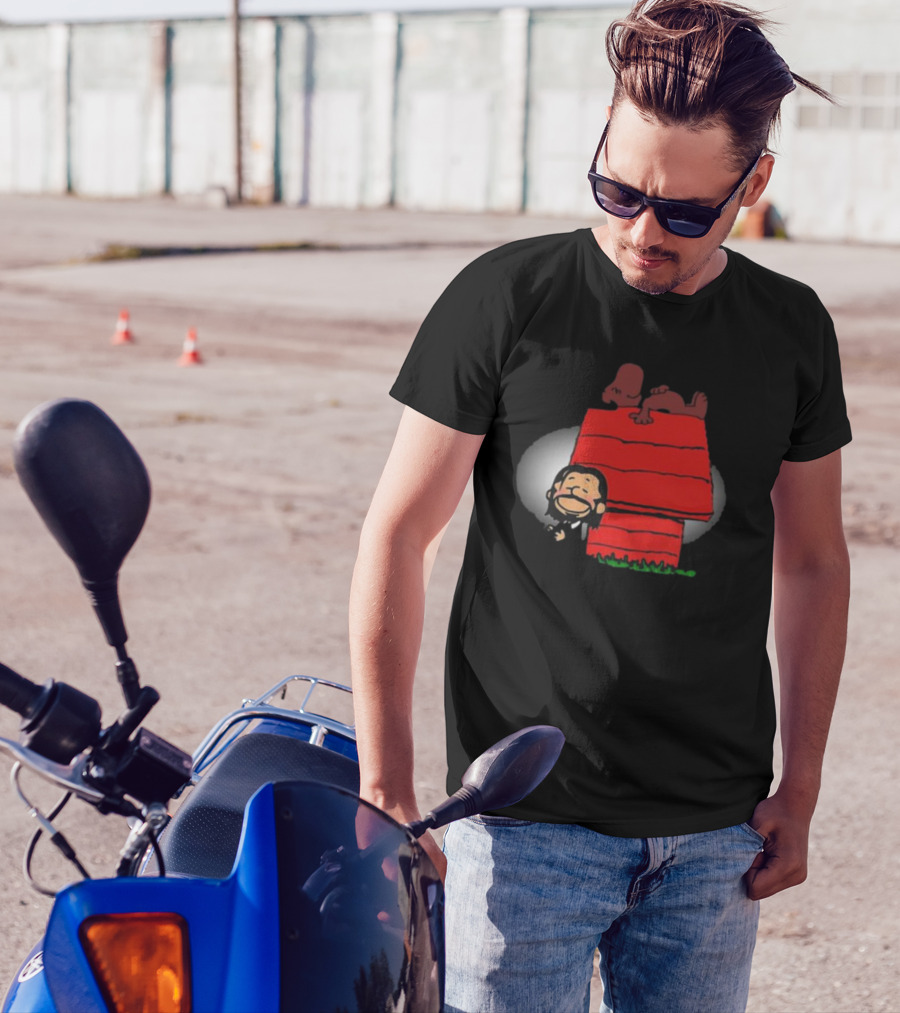 John Wick And Snoopy On Red Doghouse Crossover T-Shirt