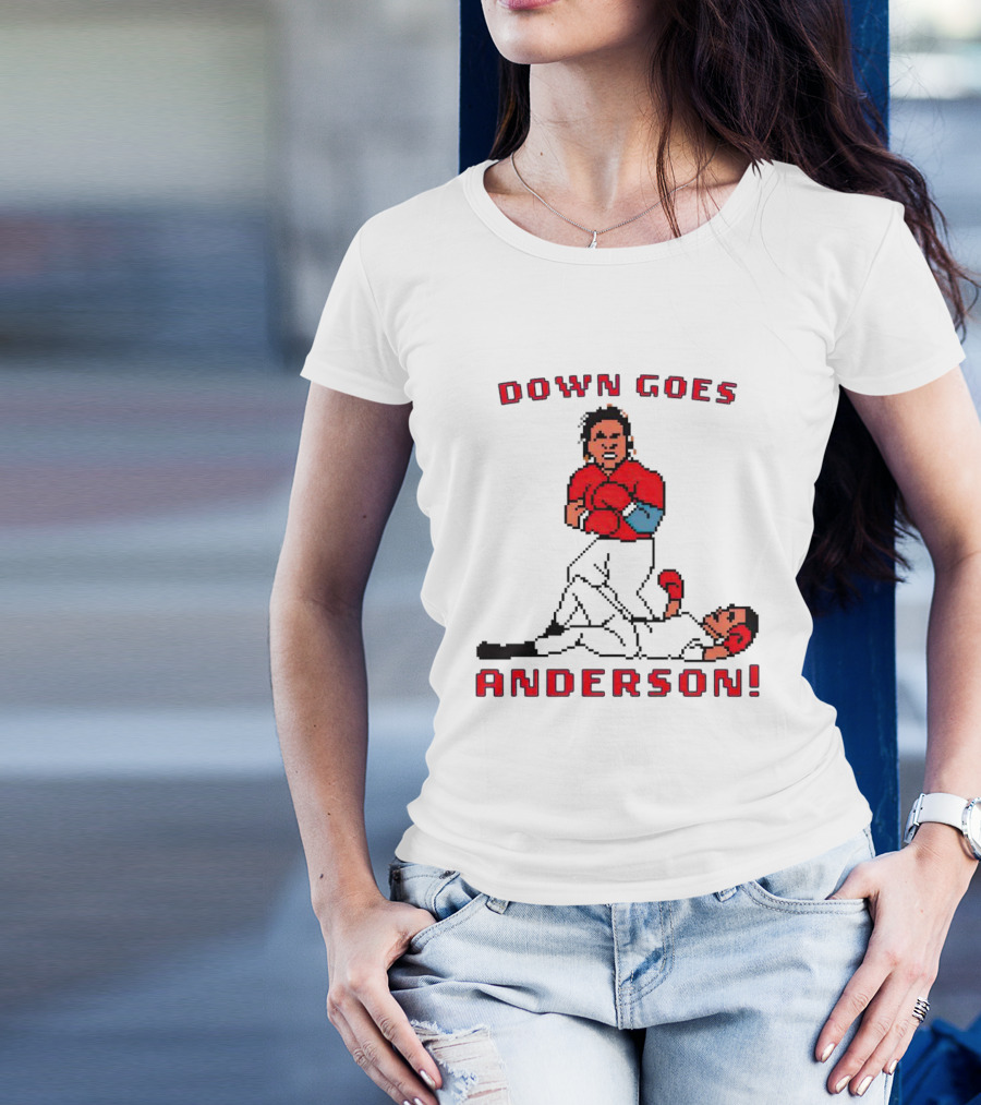 Down Goes Anderson Punch-Out Cleveland Baseball Retro Pixel T-Shirt