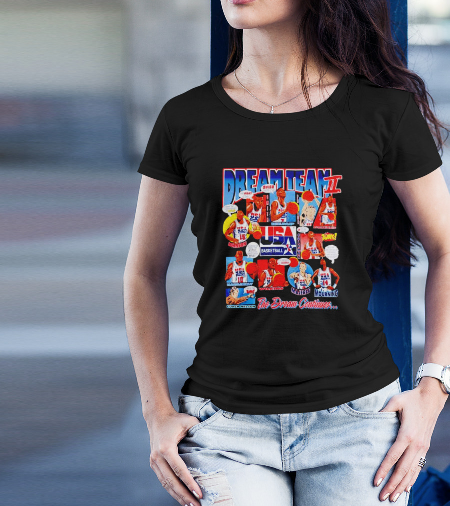 USA Basketball Dream Team II The Dream Continues Johnson Majerle Mourning T-Shirt