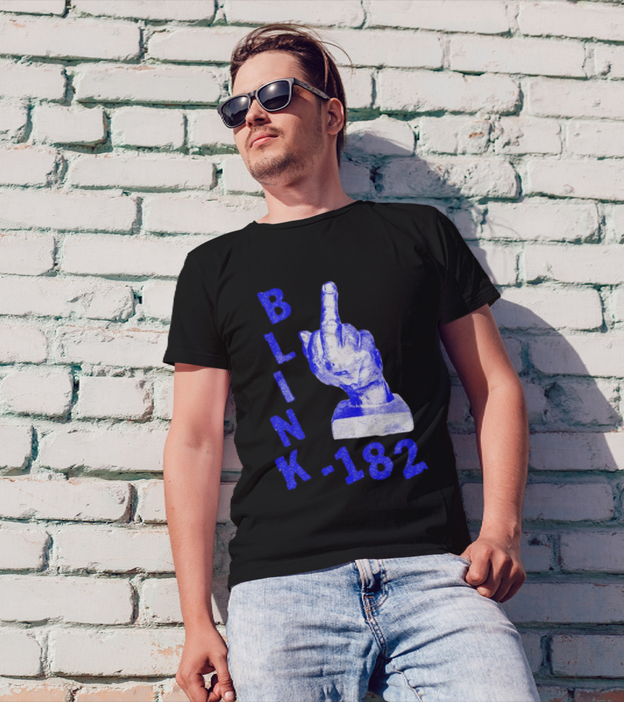 BLINK 182 Middle Finger Statue Gesture T-Shirt