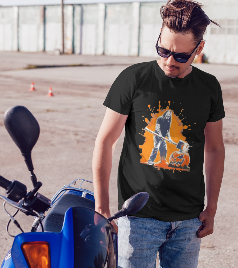 Danny Trejo Hammer Pumpkin Smashing Halloween Bash Iconic T-Shirt