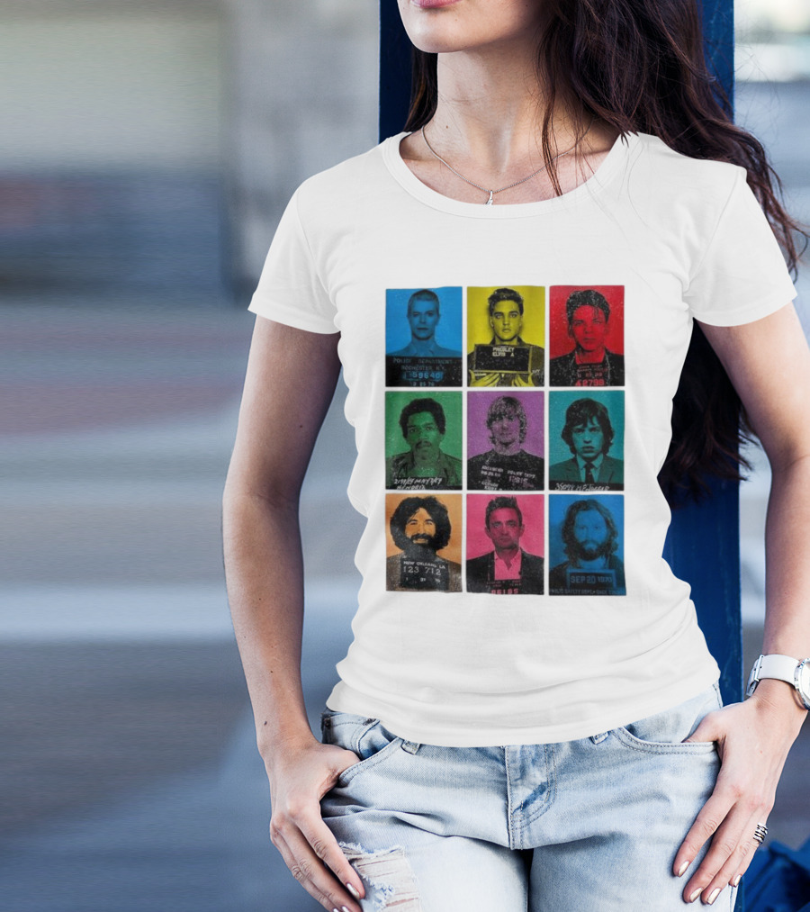 Police Department Mugshots Vintage Music Icons T-Shirt