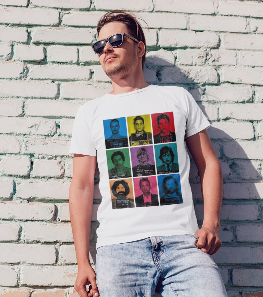 Police Department Mugshots Vintage Music Icons T-Shirt