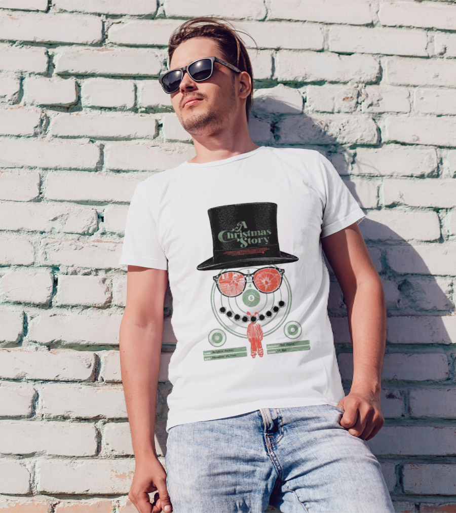 A Christmas Story Ralphie Parker Shooting Range With Top Hat And Glasses T-Shirt