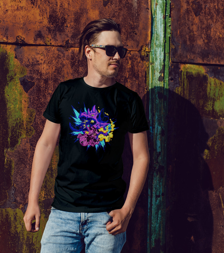 Blizzard Gear Warcraft Rumble Vibrant Dragon Mech Battle Explosion T-Shirt