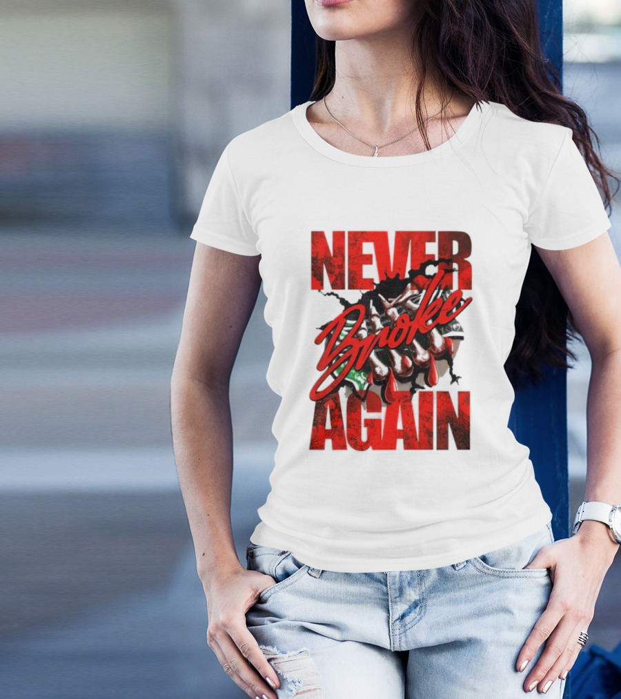 Never Broke Again Red Dripping With Money Seafoam Highlights T-Shirt
