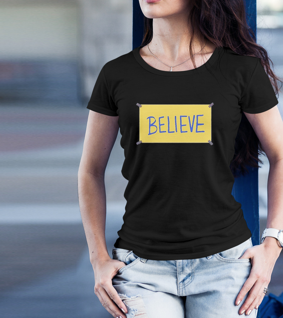 Phillies Believe Ted Believe Yellow Sign T-Shirt