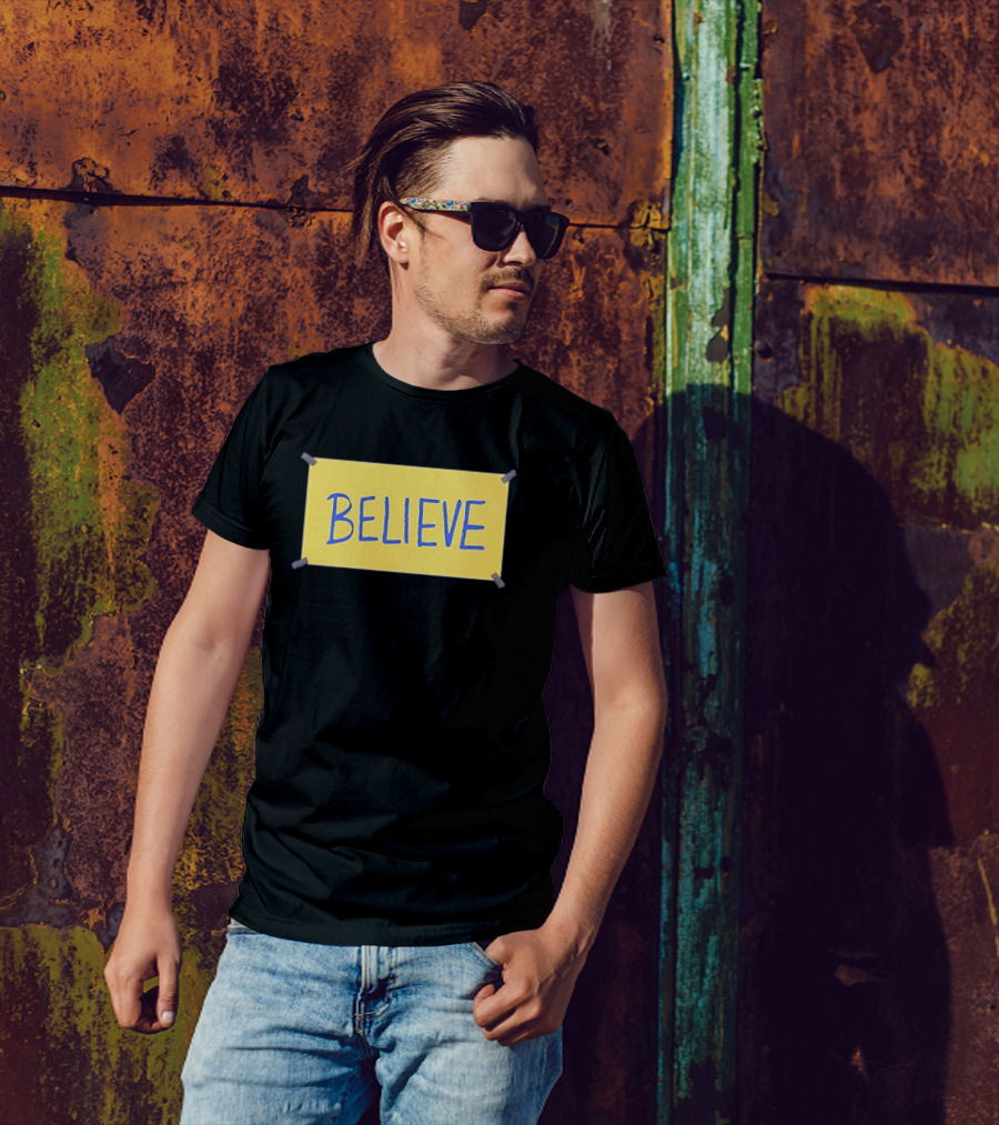 Phillies Believe Ted Believe Yellow Sign T-Shirt
