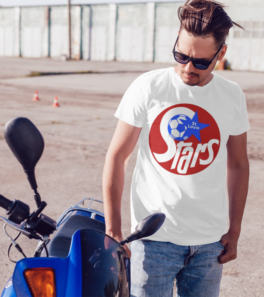 St Louis Stars Soccer 1977 NASL Classic Logo With Soccer Ball And Blue Star T-Shirt