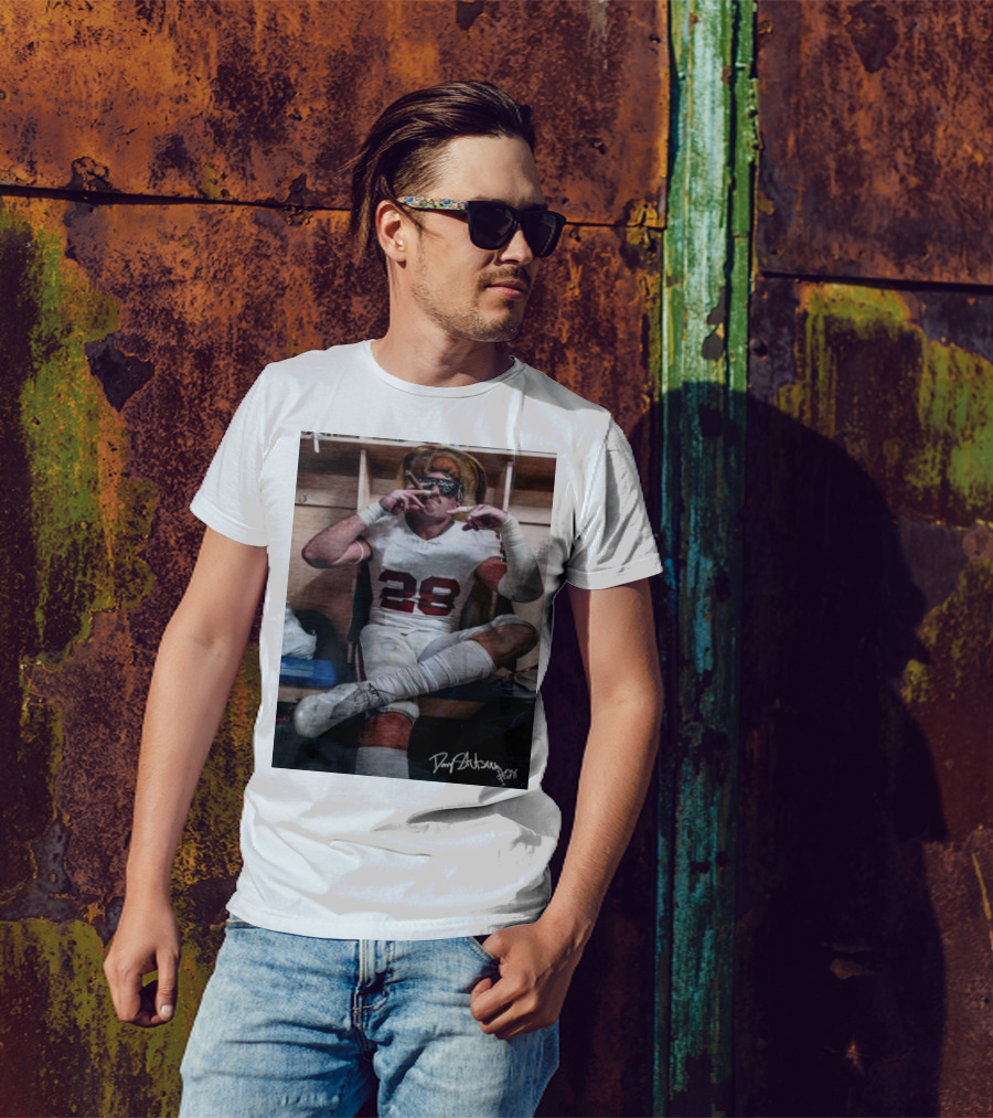 Stutsman Texas Fears Oklahoma 28 Football Locker Room Celebration Posing With Cigar And Signature T-Shirt