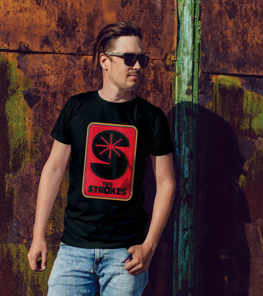The Strokes Retro Logo Red Black Starburst T-Shirt