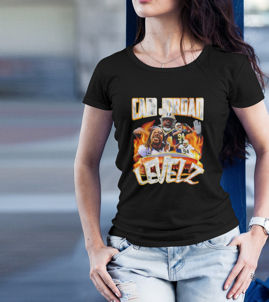 Cam Jordan Levelz Football Flames Action 94 T-Shirt