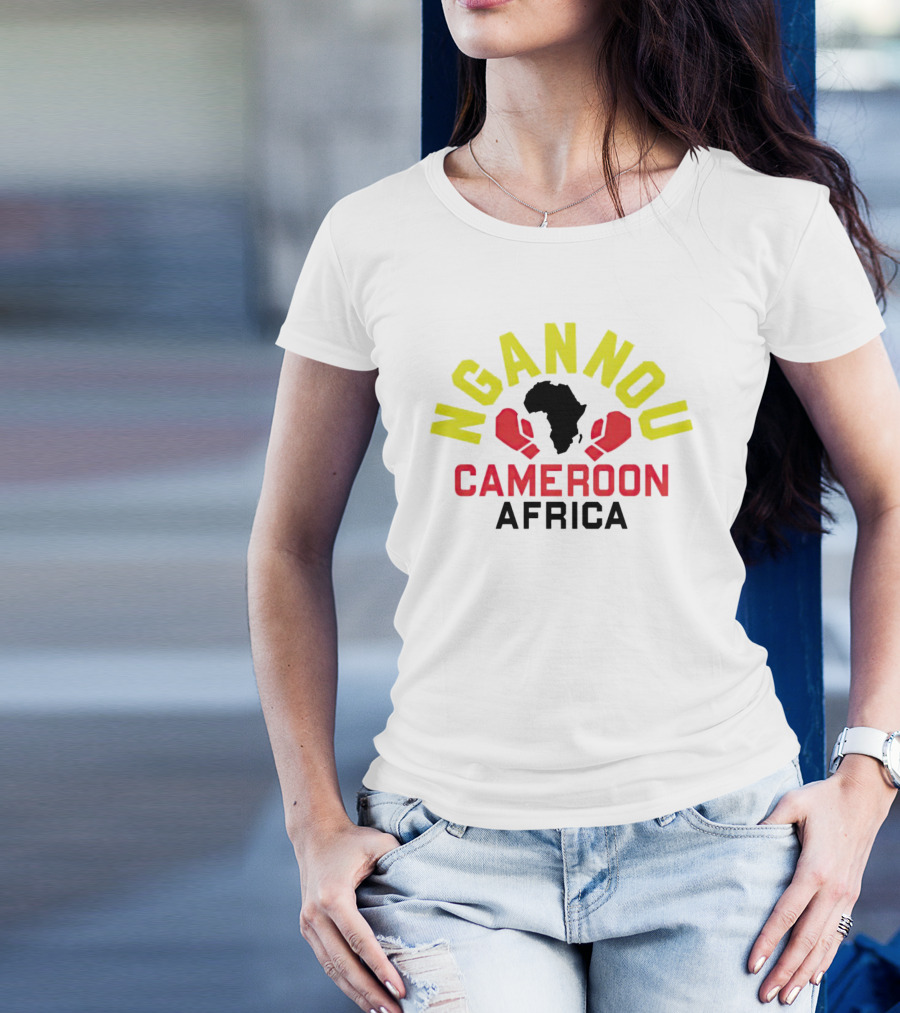 Ngannou Cameroon Africa Boxing Gloves Map T-Shirt