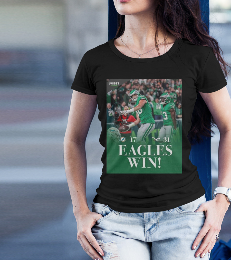 Eagles Win Over Dolphins 31-17 NFL Game Unibet Sports Highlight T-Shirt