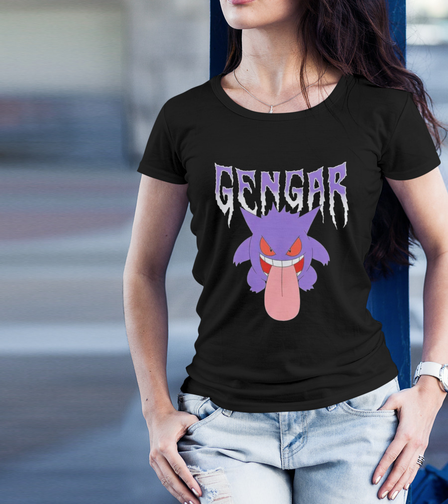 Pokemon Gengar Metal Typography Purple Monster T-Shirt