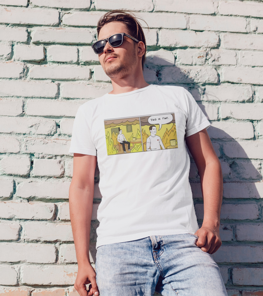 This Is Fine Fire Meme Comic Scene T-Shirt