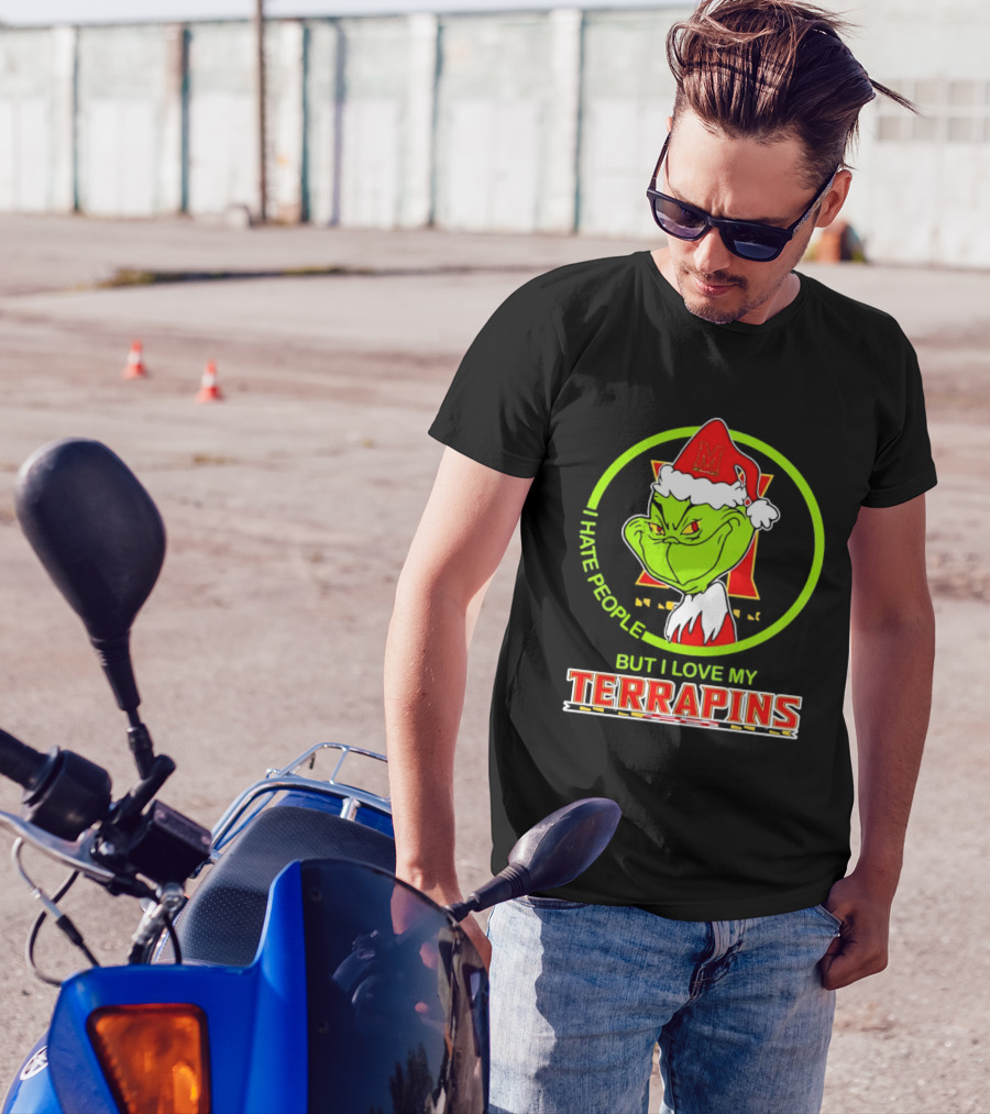 Grinch I Hate People But I Love My Maryland Terrapins Christmas T-Shirt