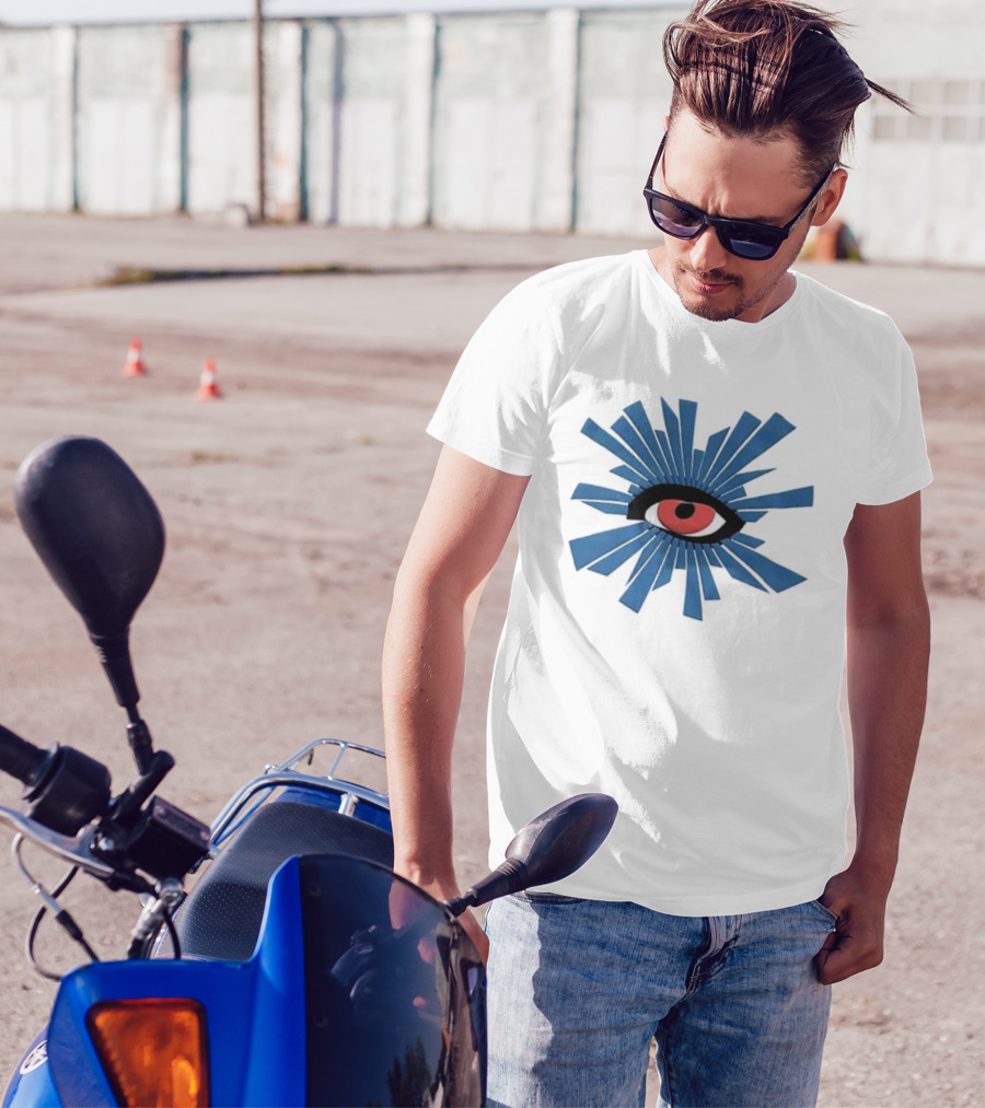 House Of Errors Eye Design With Radiant Blue And Red Iconic Elements T-Shirt