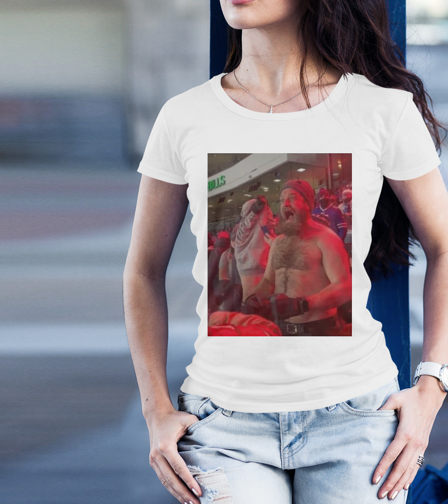 Buffalo Bills Shirtless Fan Game Day Excitement Ryan Fitzpatrick Scream T-Shirt