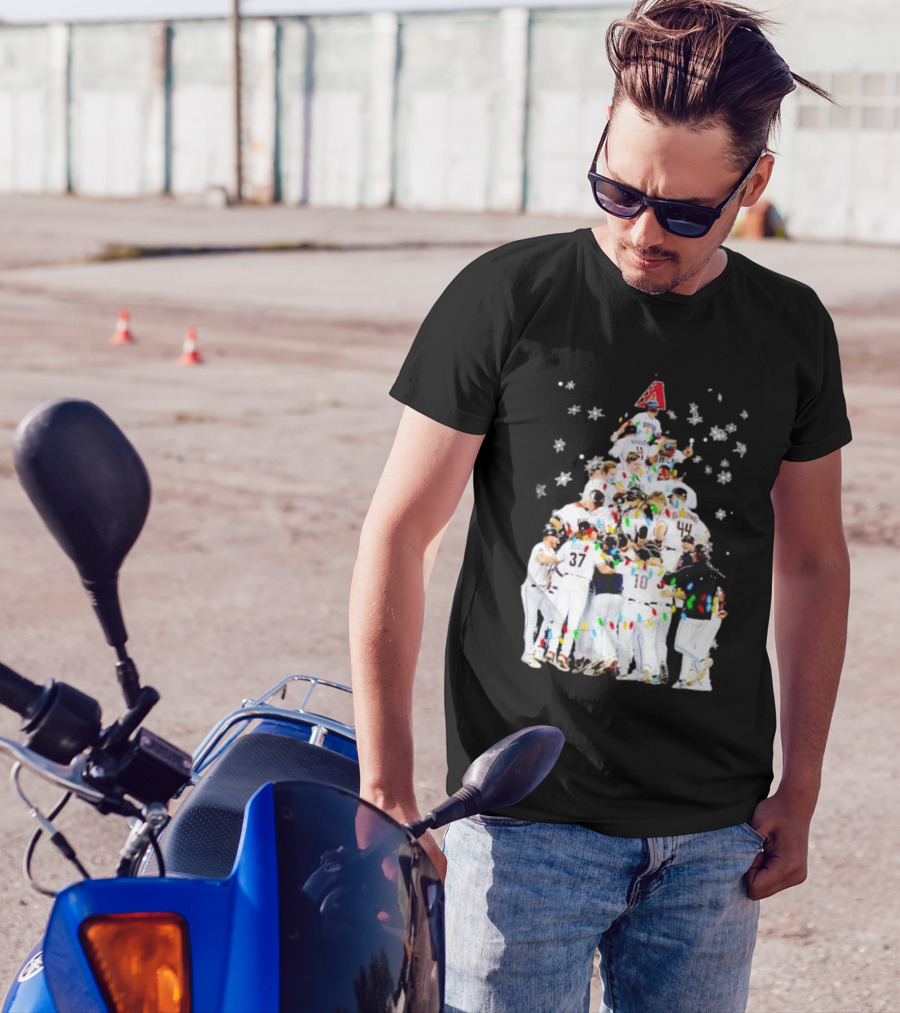 Arizona Diamondbacks Baseball Team Christmas Tree With Logo And Players T-Shirt