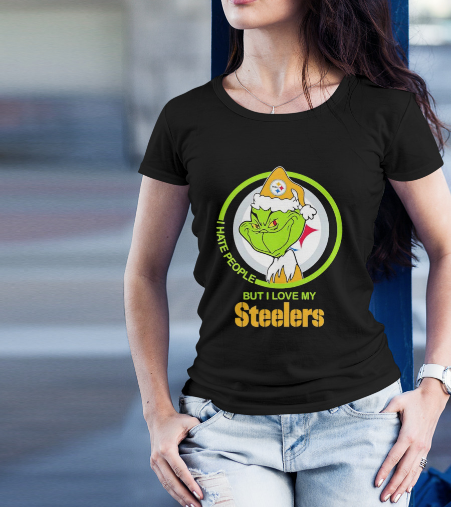 Grinch I Hate People But I Love My Steelers Pittsburgh T-Shirt