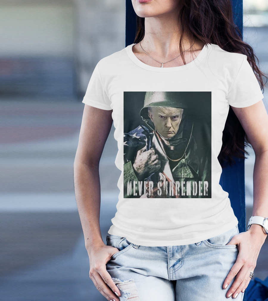Donald Trump Never Surrender Military Helmet American Flag T-Shirt