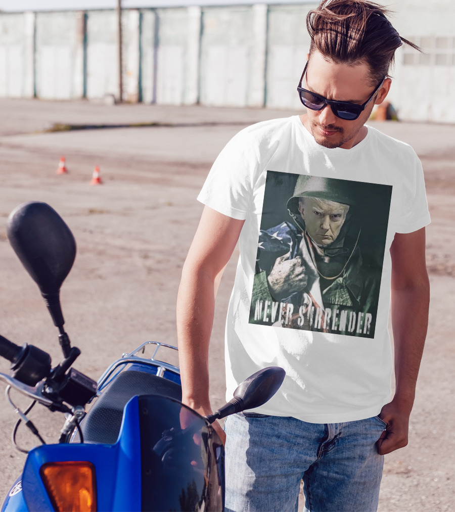 Donald Trump Never Surrender Military Helmet American Flag T-Shirt