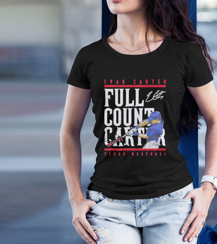 Evan Carter Full Count Carter Texas Baseball Signature T-Shirt