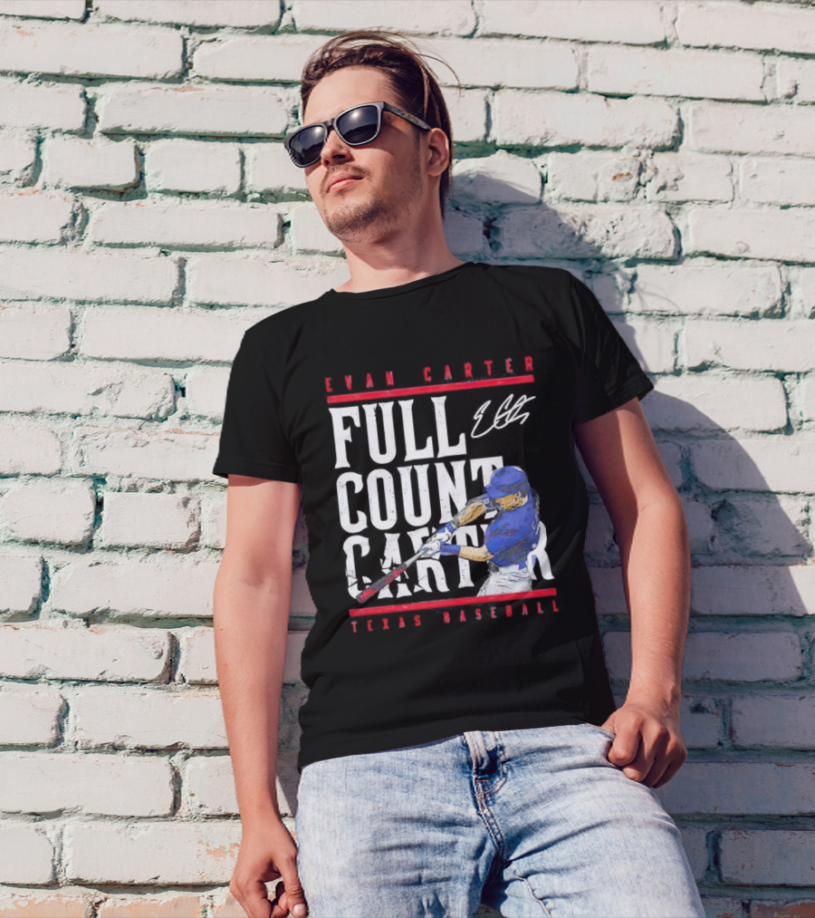 Evan Carter Full Count Carter Texas Baseball Signature T-Shirt