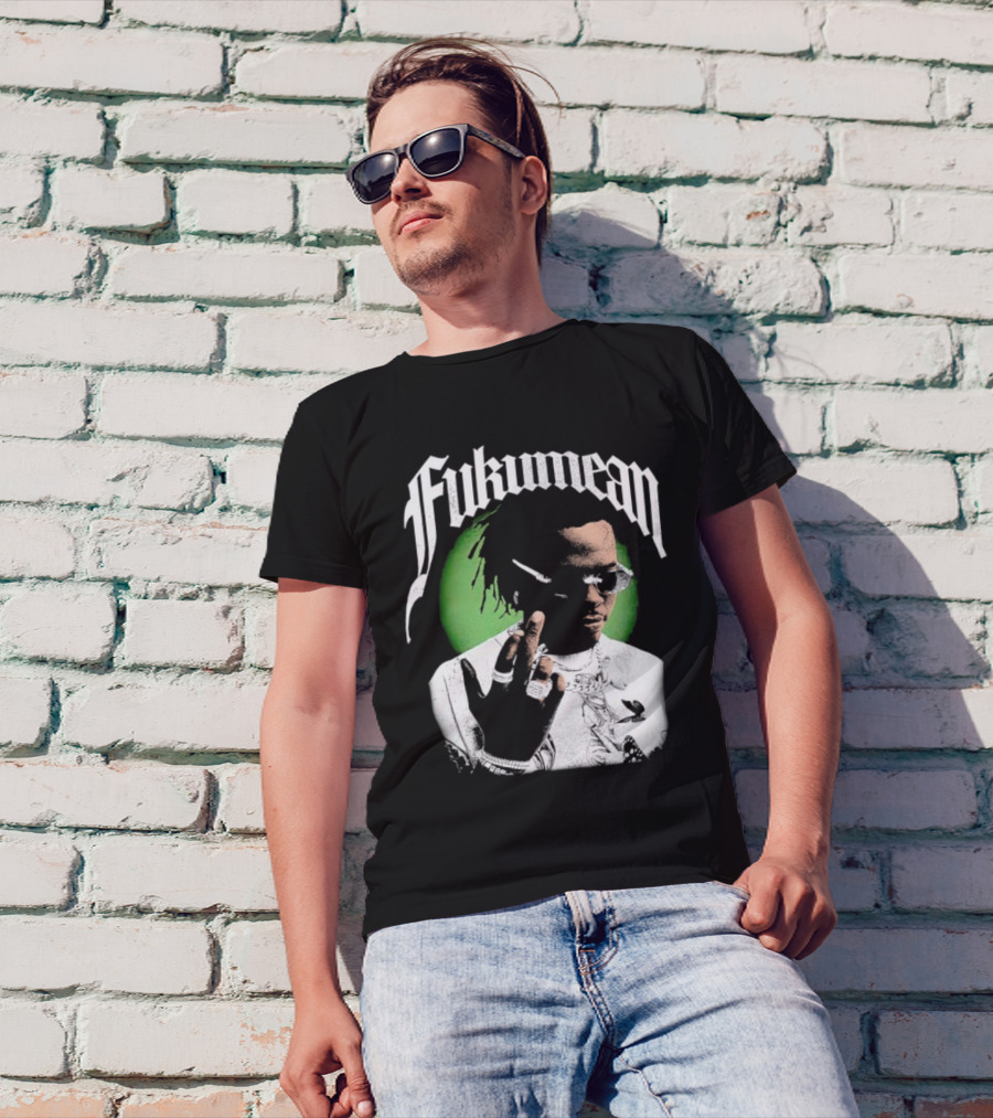 Fukumean 90s Vintage Hip Hop Style With Green Aura T-Shirt