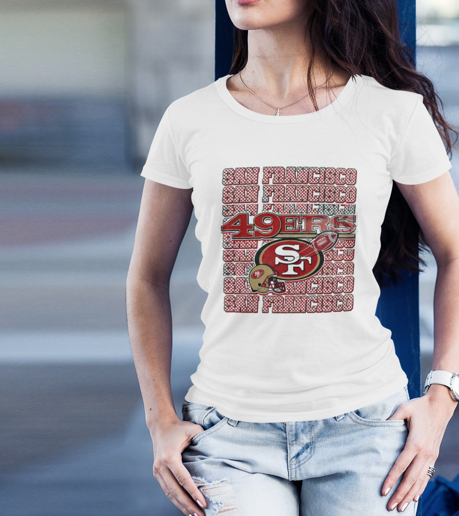 San Francisco 49ers Checkered Helmet T-Shirt