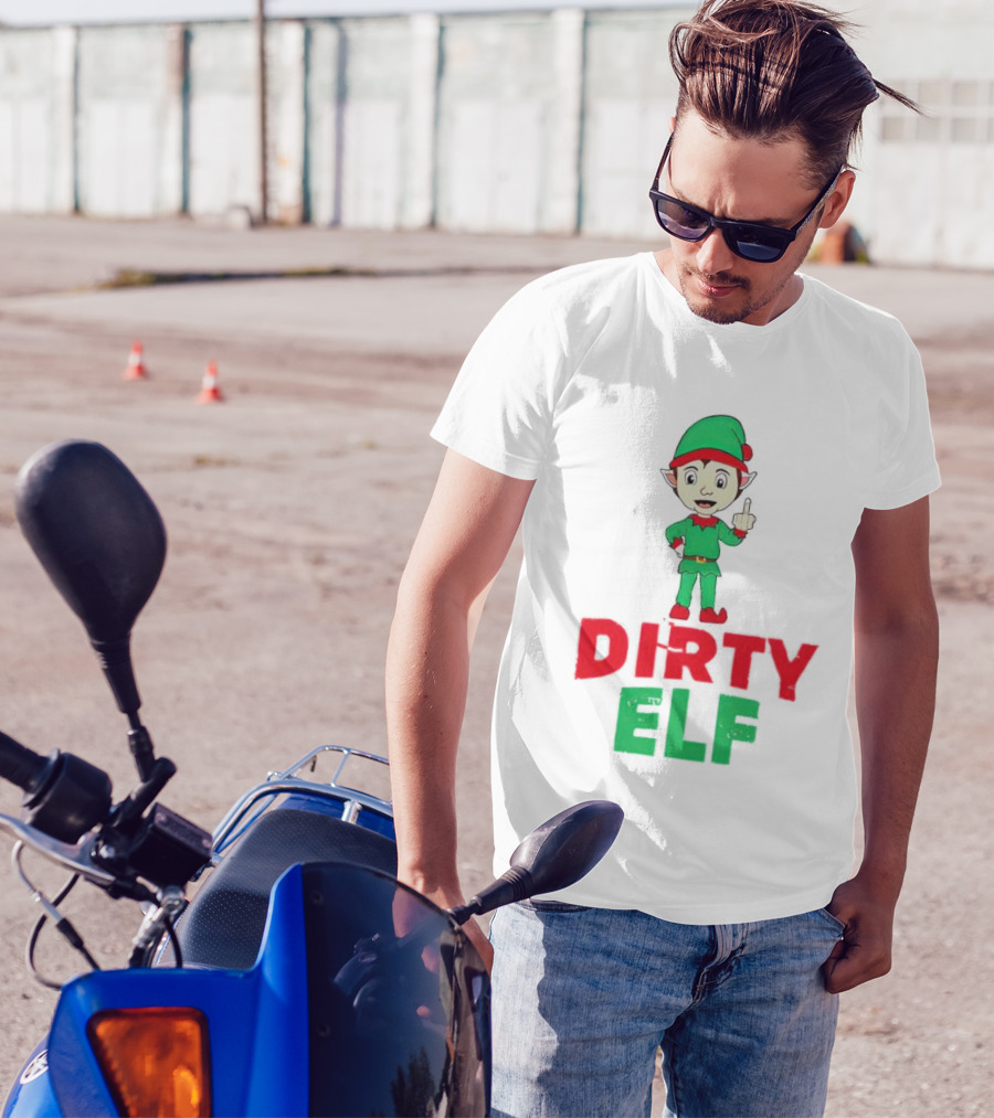 Dirty ELF Christmas Middle Finger T-Shirt