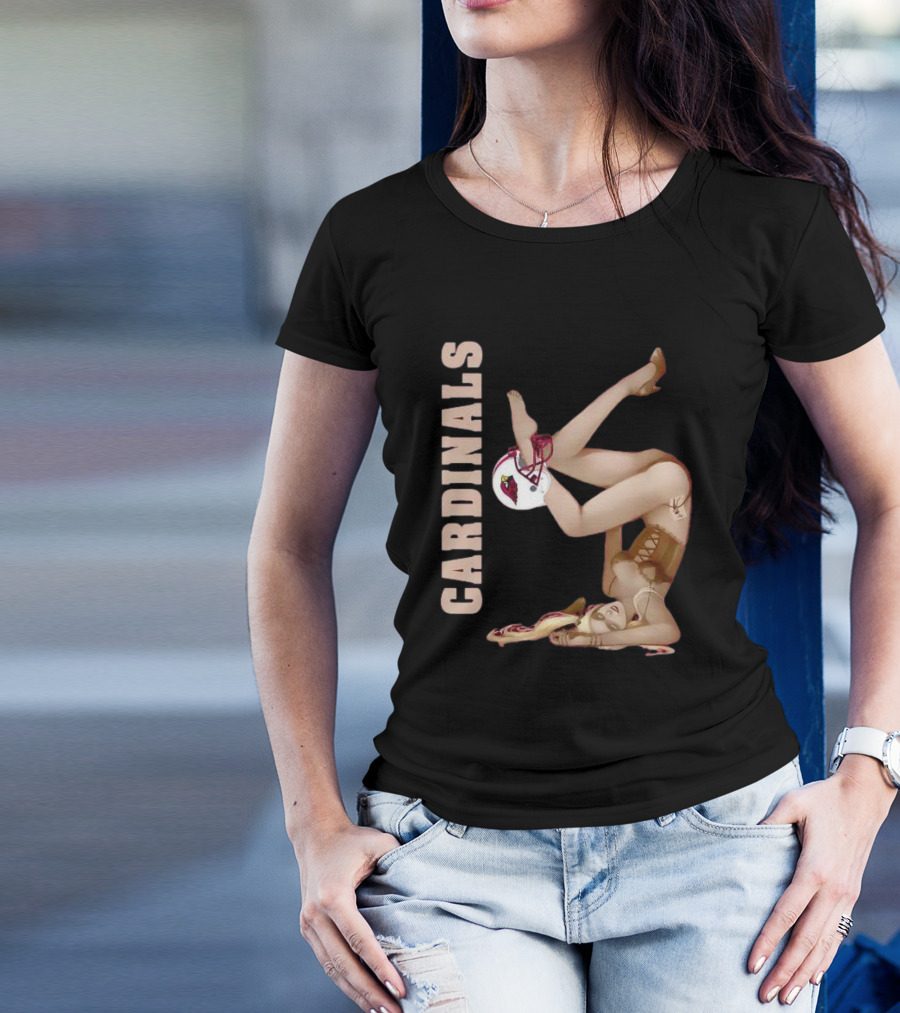 Cardinals Vintage Pin-Up Style Football T-Shirt