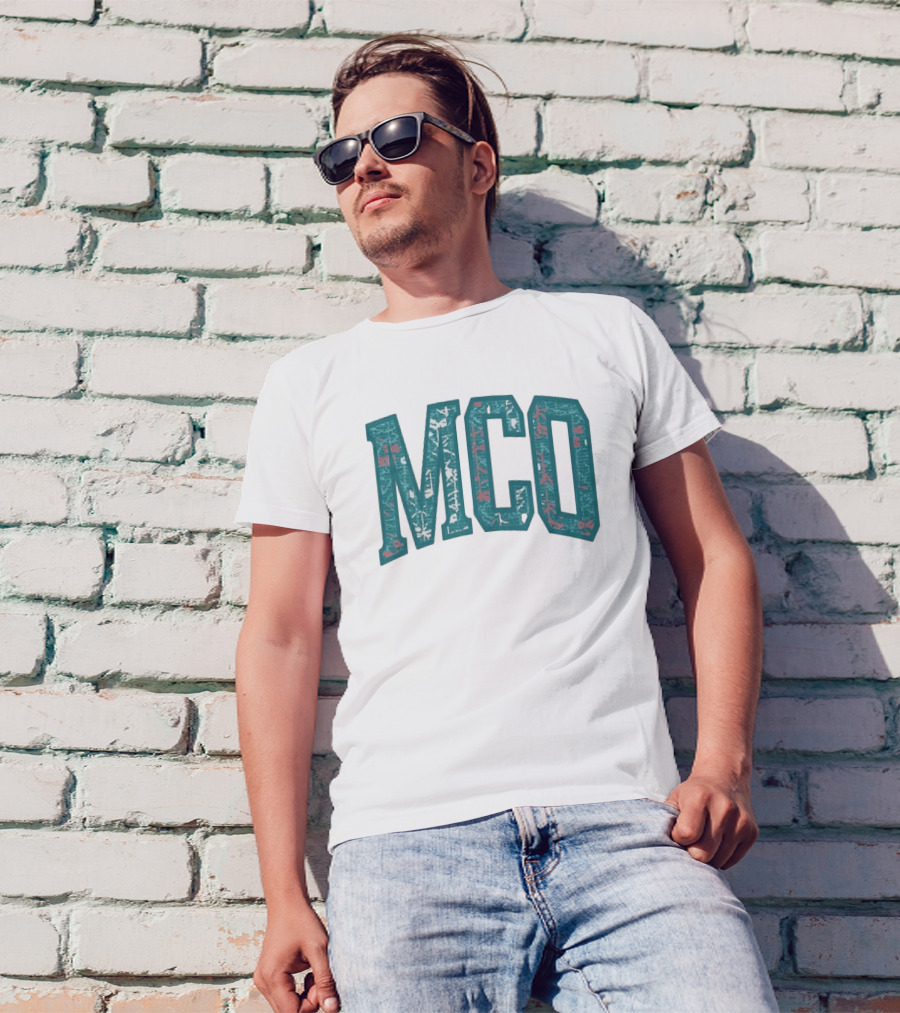 MCO Magic Carpet Oasis Vintage Teal Textured Letters T-Shirt